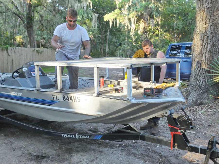 welding, fabricating a aluminum bow fishing, gigging platform. 