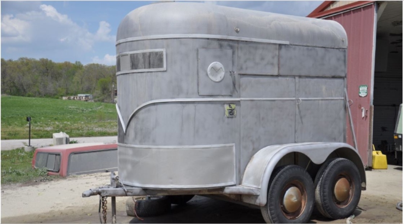 Horse trailer sandblasted paint stripped